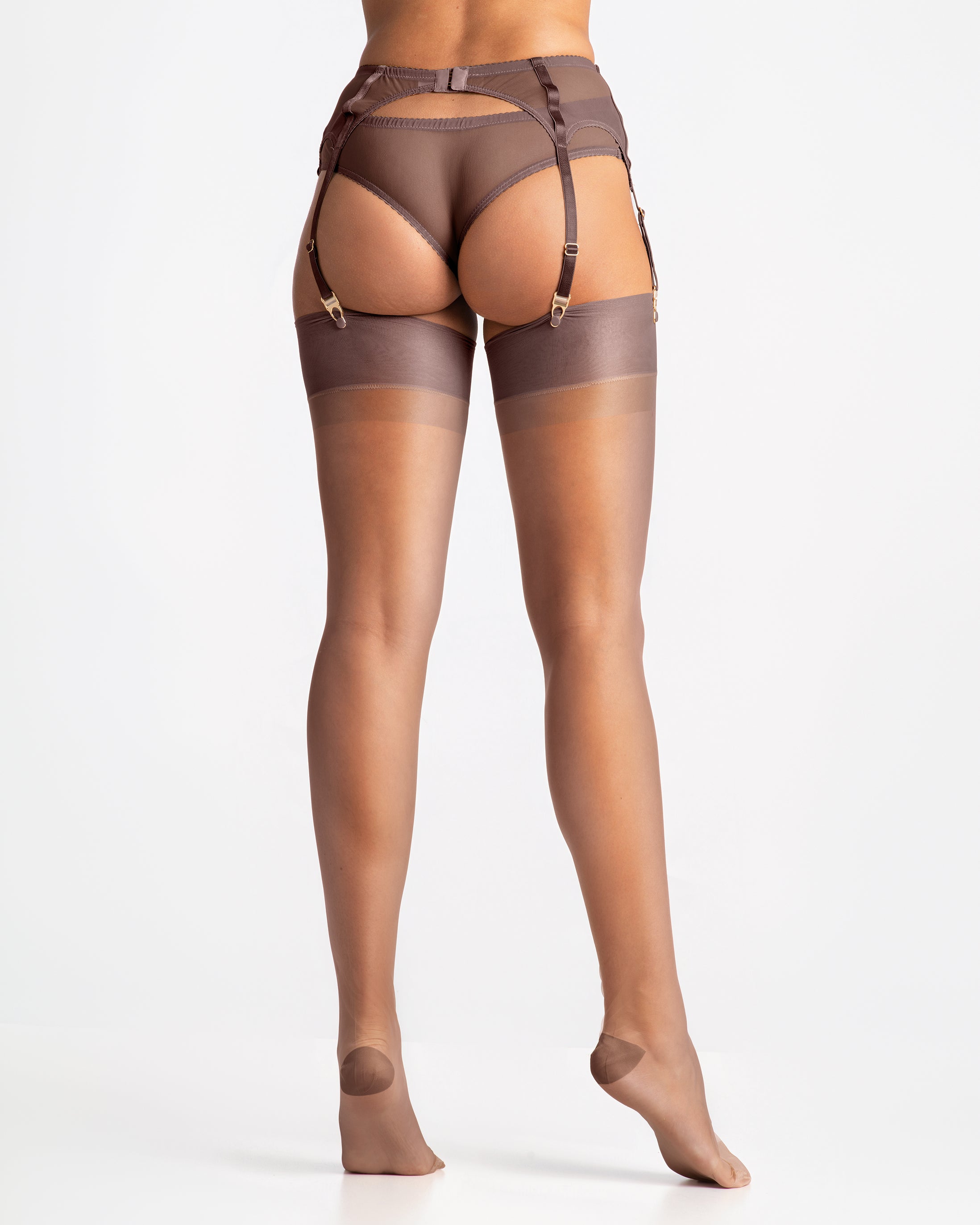 Gio Reinforced Heel & Toe Stockings - Mellow Mocha