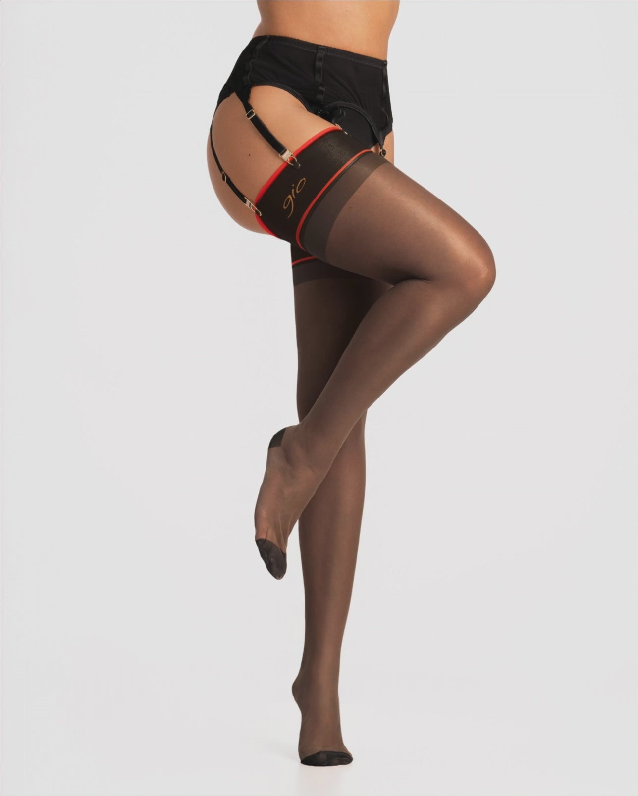 Load video: Gio Duo Deluxe Stockings - Black / Red